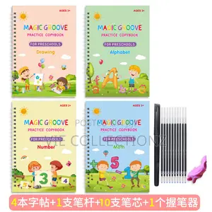 4-in-1 Reusable Magic Groove Practice Copybook Set for Kids (Ages 3+)