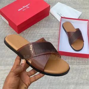 Feragamo Leather Slipers 40-46 Available in Brown and Black