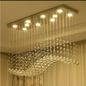 Rectangle Crystal Chandelier Living Room Bedroom Kitchen Wave Shape