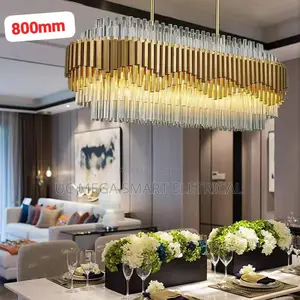 Long Luxury Gold Crystal Chandeliers Lighting for Dining Room Kitchen