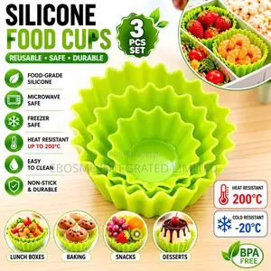 3-Piece Silicone Food Cup Set * Food-Grade Silicone Material