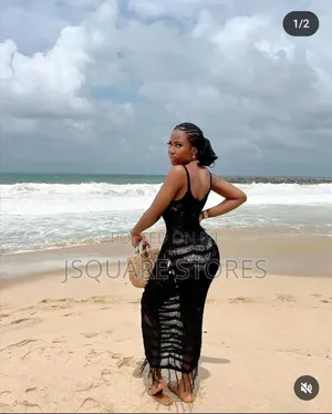 Knitted Beach Cover. Available Only in Black Colour. Free Size