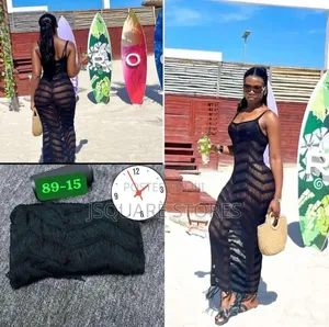 Knitted Beach Cover. Available Only in Black Colour. Free Size
