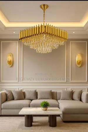 50cm Golden Pipe Square Chandelier Lights.