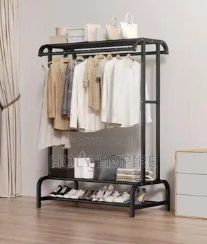 Clothes Rack Stand Home Furniturestanding Wardrobe Floor Hanger Black