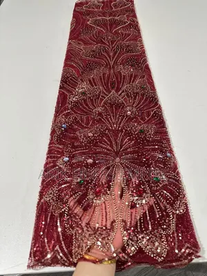 Bridal Embroidered Beaded Fabric