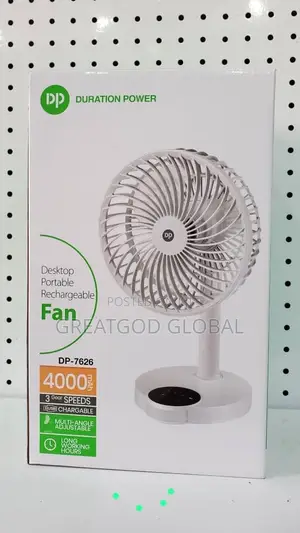Duration Power Dp-7626 Rechargeable Table Fan 4000mah Usb Portable Fan