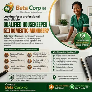 Qualified Housekeepers Ready for Immediate Deployment in Lagos
