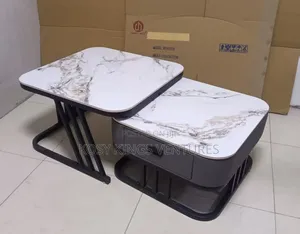 2in1 Marble Top Center Table With Drawer