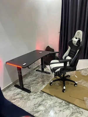 Gaming Chair With Electric Height Adjustable Desk With Led Light