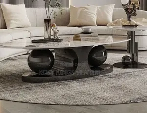 Elegant Marble Top Center Table With Side Table