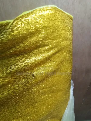 Yellow and Silver Damask Fabric