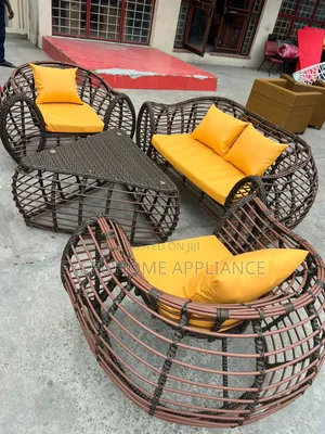 Modern Outdoor Rattan Sofa Set With Glass Center Table