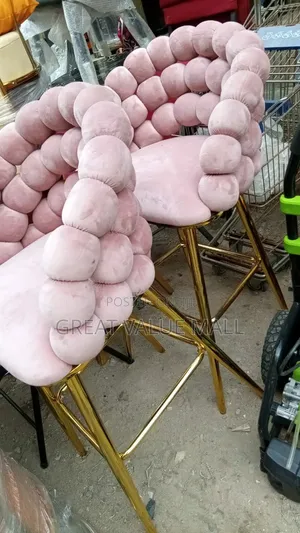 Bubble Tufted Velvet Bar Stools With Gold Legs