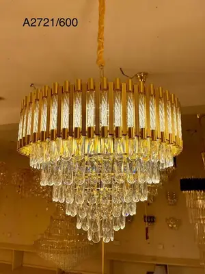 Golden Crystal Chandelier Nordic Modern E14 Bulb Luxury Living Room