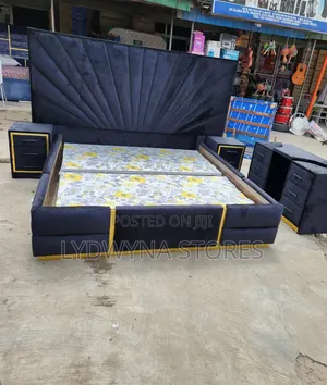 Unique Comfortable Complete Set of 6by6 Upholstery Padded Bedframe