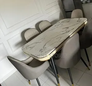 Comfortable Unique Standard 6 Seaters Marble Dinning Sets