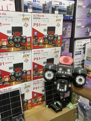 Upgraded P91 4lens Camera V380pro Dual Solar Panel Aov 3ptz 15mp 4g