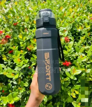 1000ml Black Sport Water Bottle With String