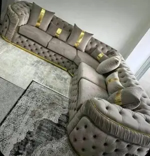 Premium 7-Seater Chesterfield Sectional With Gold Accents