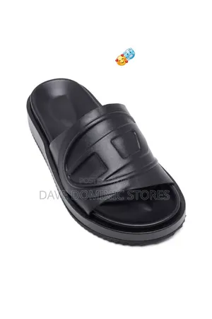 Diesel D, Oval Logo Embossed Slider Sandals