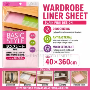 Wardrobe Liner Sheet – Plain Pink Design (40 × 360 Cm)