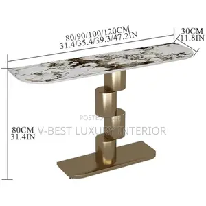 Console Table – Modern Sculptural Design With Marble Top and Black