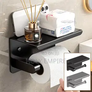 Bathroom Toilet Paper Holder Multi-Functional Shelf Wall-Mounted
