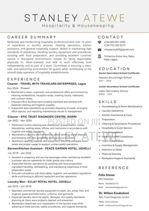 Housekeeping Cleaning CV