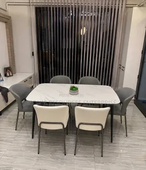 Modern Dining Table Set Marble Top With 6 Seaters