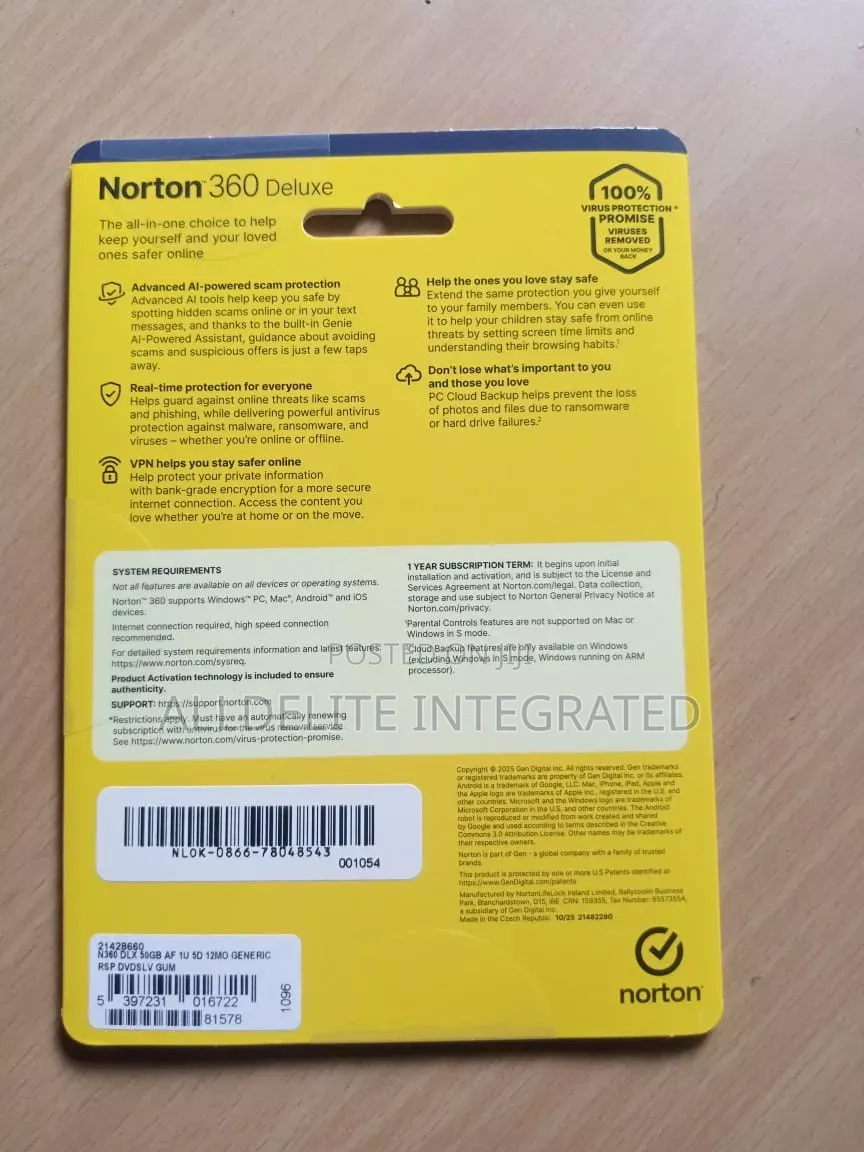 Norton 360 Deluxe – 1 Year Subscription (5 Devices)