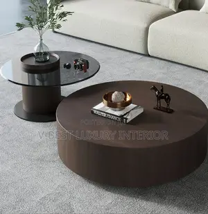 Coffee Table – Contemporary Dark Walnut Design With a Stylish Drum