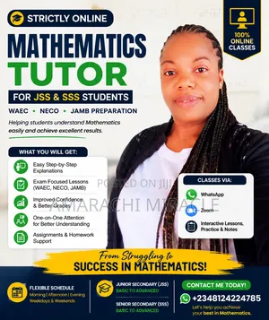 Online Mathematics Tutor for Jss, Sss, Waec, Neco Jamb Students