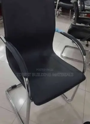 Modern Black Leather Visitor Office Chair With Chrome Base