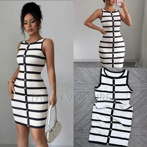 Strip Sleeveless Mini Dress