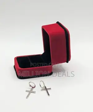 Light Weight Stylish Cross Men's Hoop Earrings Silver