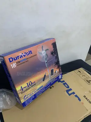 Brand New Duravolt 18" Rechargeable Fan With Solar Panel