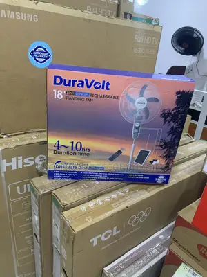 3-in-1 Duravolt 18" Fan: Cools Air, Lights Rooms, Charges Phones