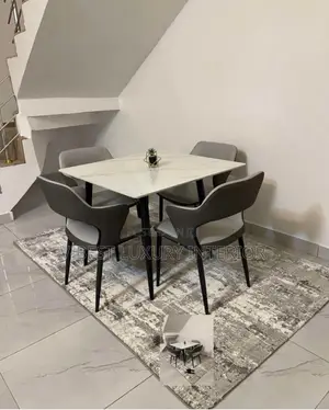 Modern Dining Set – Stylish 4-Seater Setup With White Marble-Top Table