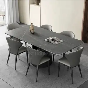 Gray Dining Set – Modern 6-Seater Dining Setup With Sintered Stone