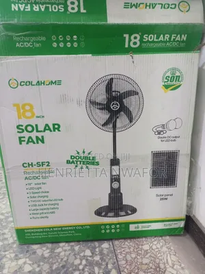 18" Colahome Solar Rechargeable Standing Fan