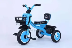 Blue Black Bicycle With Front Carriage and Back Carriage