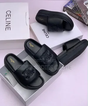 Girlie Black Platform Slide Sandals Size 37-42
