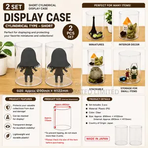 2 Pieces Cylindrical Display Case Set – Clear Collection Protector