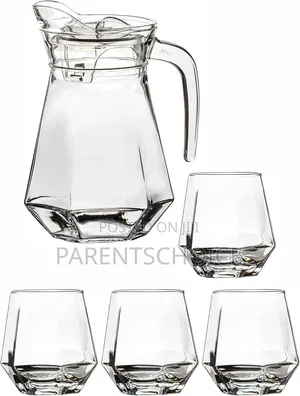 Glass Diamond Water Set – 5 Pieces