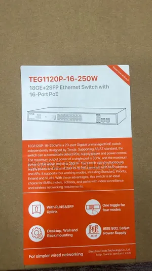 Tenda 16 Port Gigabit + Poe Switch