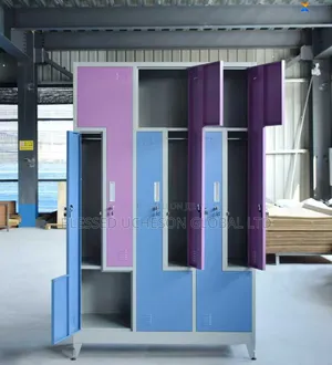 Colorful 6 Doors Metal Wardrobe With Stand