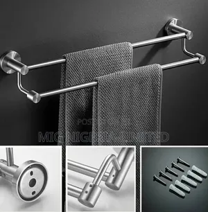 Stainless Steel Antitrust Double Layer Towel Hanger 80cm
