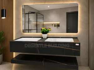 Luxury Double Wash Basin Bathroom Vanity Cabinet With Led Mirror