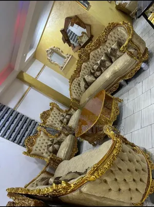 Eight Seater Original Gold Chair With Center Side and Tow Side Stool